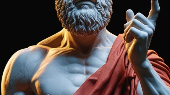 A striking statue of a man with a beard_