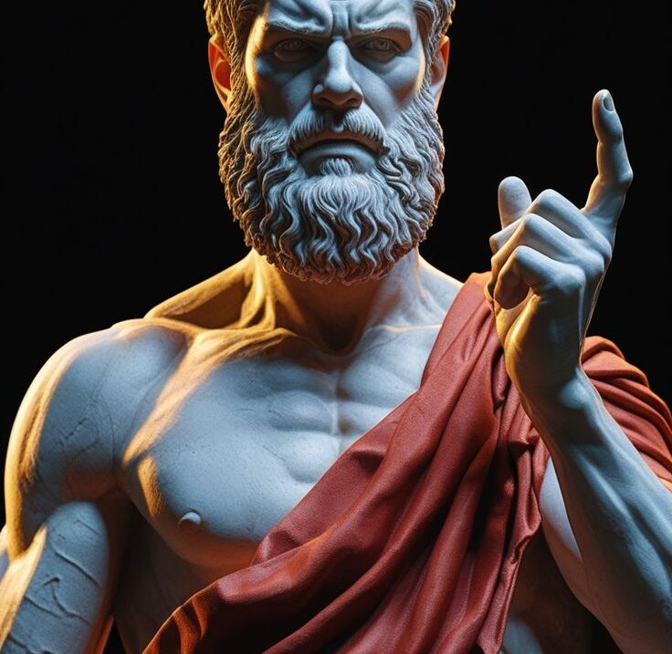 A striking statue of a man with a beard_